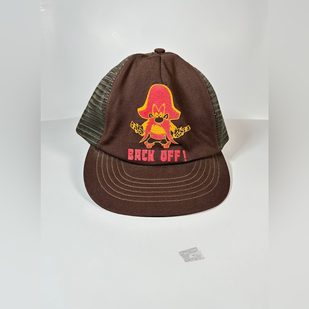 Vintage Yosemite Sam Back Off 1980s Snapback Trucker Hat Cap Mesh Back OSFA USA